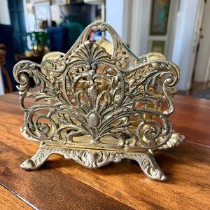 Vintage BRADLEY & HUBBARD Art Nouveau Gilt Brass Scroll 9" Mail Napkin Holder